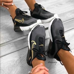 Nike Air Max 2090 black/gold suede shoes